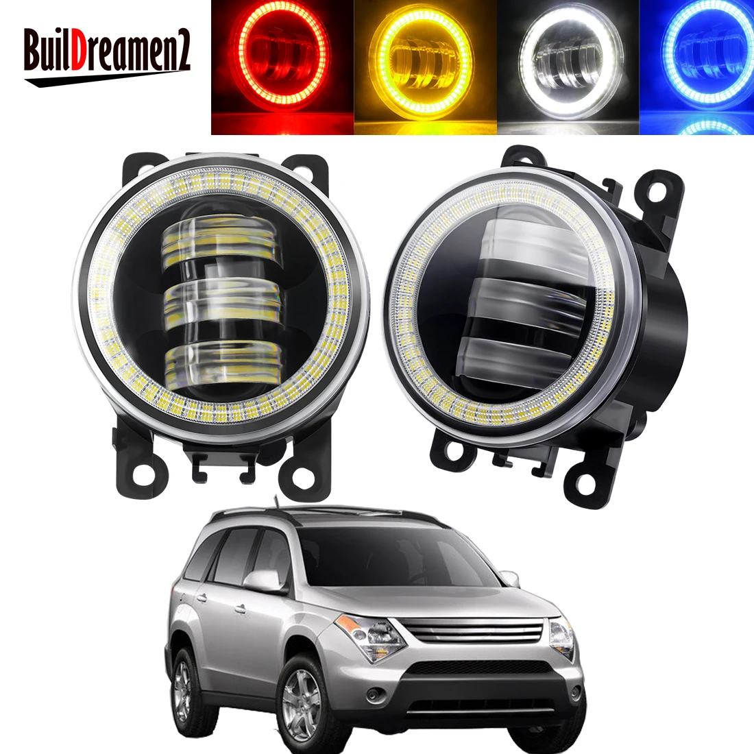 

2 X Car Front Bumper Angel Eye Fog Light Assembly LED Lens DRL Fog Daytime Running Lamp 12V For Suzuki XL7 XL-7 2007 2008 2009