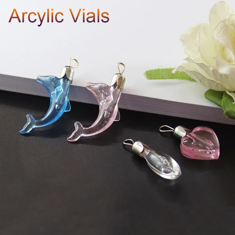 10PCS Arcylic Vial Pendants Rice Pendant Dolphin Jewelry Write On Rice DIY  Jewelry Making