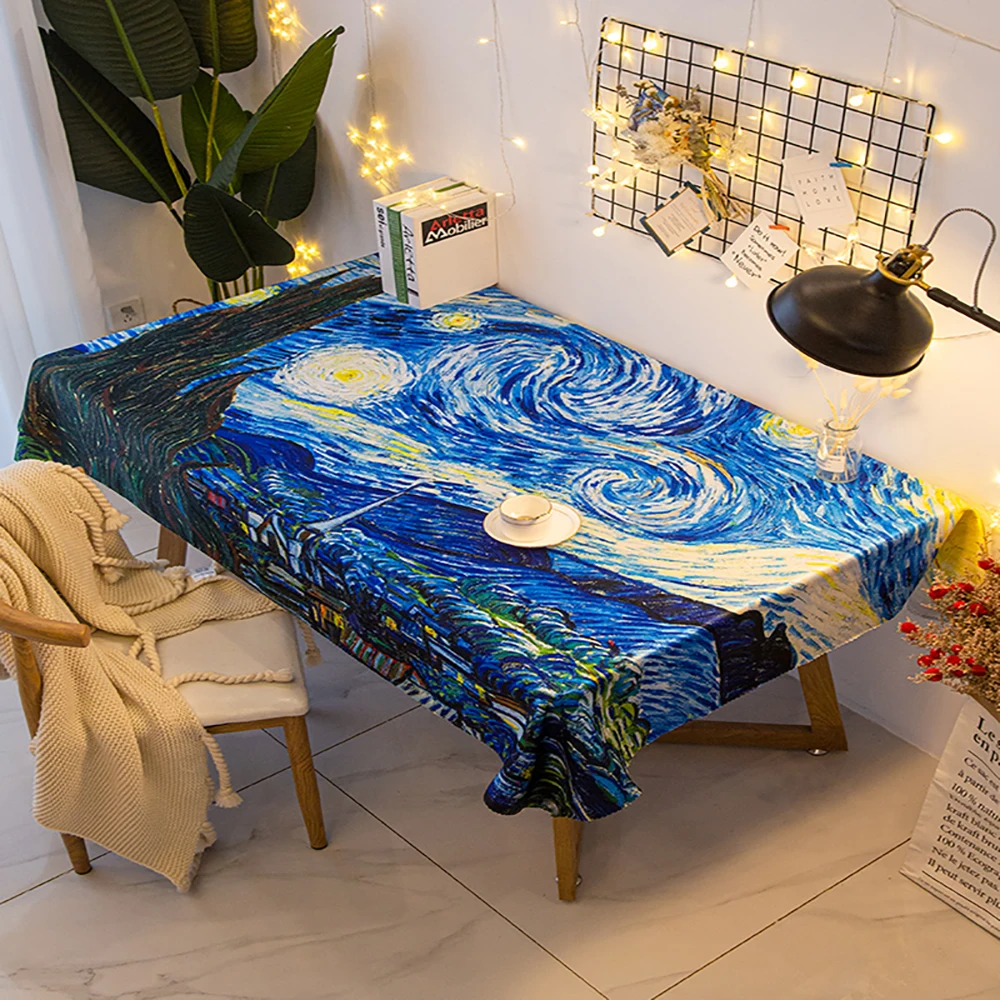 Van Gogh Oil Painting Series Waterproof And Anti-scalding Tablecloth Home Restaurant Hotel Party Desktop Cover