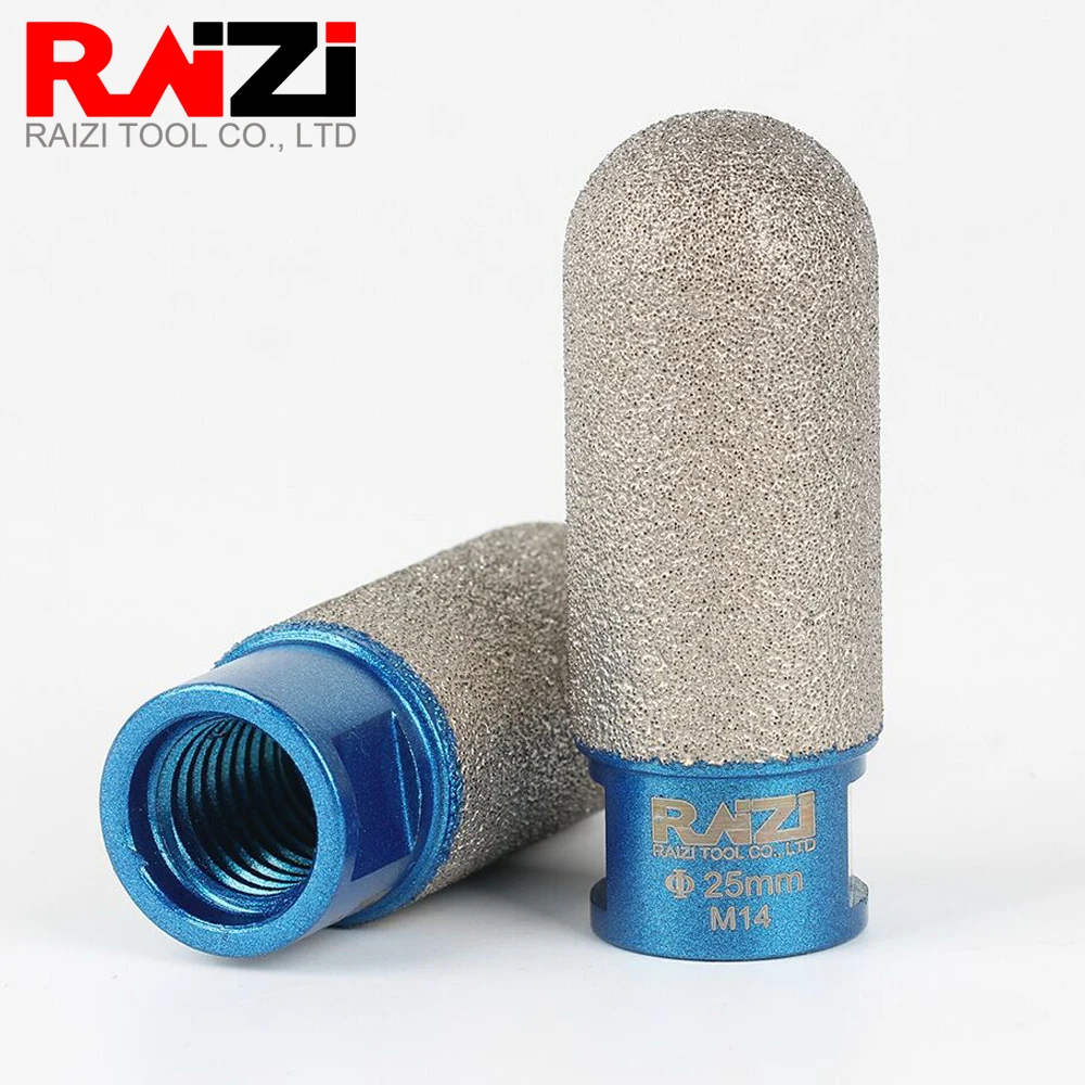 Raizi 1 pc Vacuum Brazed Diamond Finger Bits for Tile Stone Countertop 20/25mm  Round-Head Diamond Milling Bits