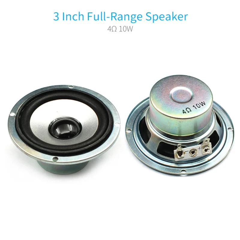 2pcs 3 Inch Full-Range Speaker 4 Ohm 10W Round Square Portable Full frequency Speakers Unit For Home Theater Loudspeakers