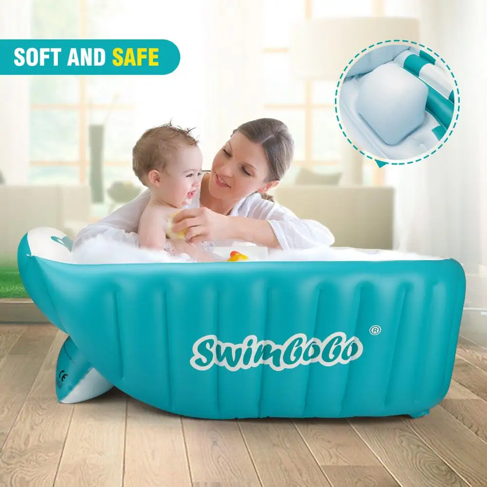 Inflatable Baby Bathtub Chair Cute Bear Infant Bathing Seat Tubs Non Slip Swimming Pool Toddler Portable Foldable Shower Basin w