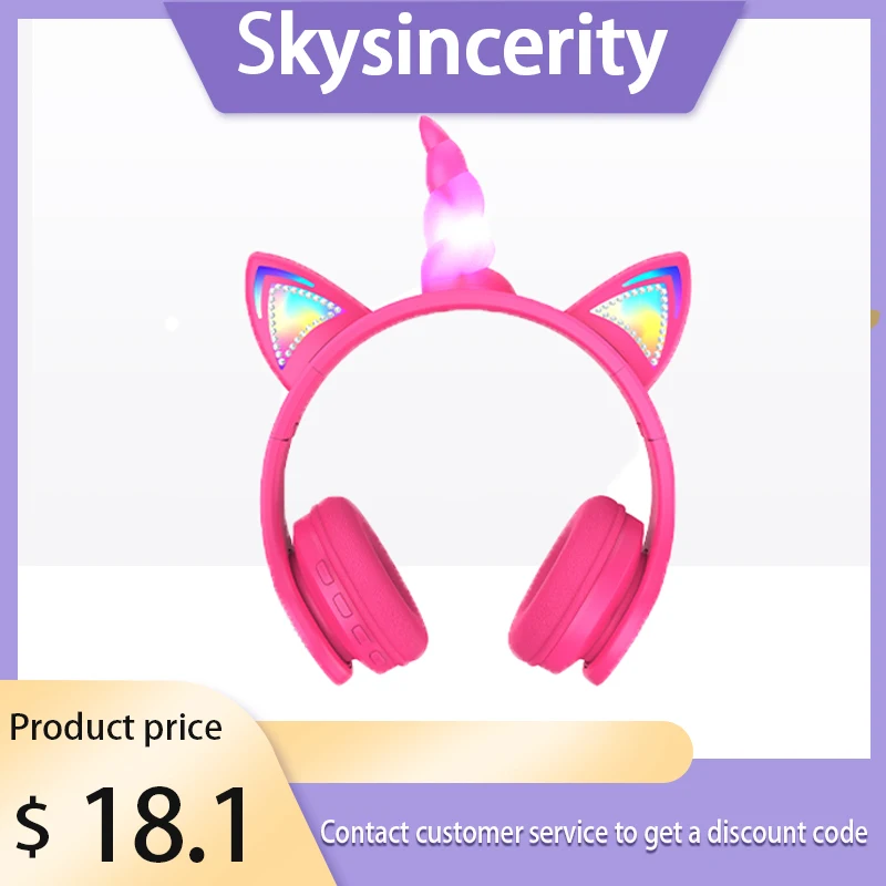 Unicorn cat ear bluetooth Headphones children learn to listen lessons gaming can call earphones cute anime gift cool Headset