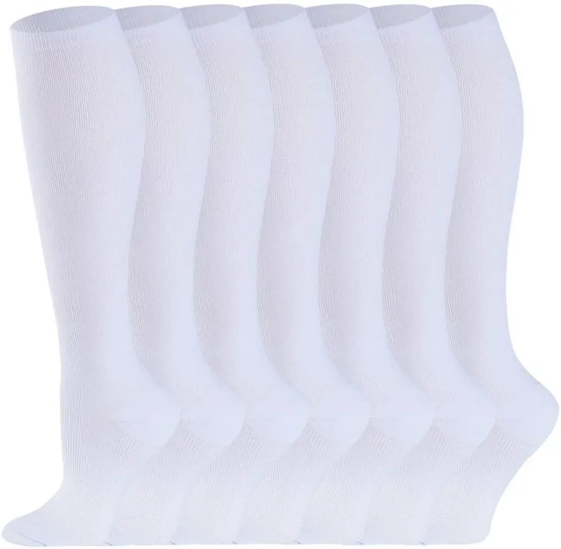 Compression Socks (4/6/7/8 Pairs), 15-20 Mmhg Is BEST Graduated Athletic Medical for Men Women Nurse Running Flight Travels