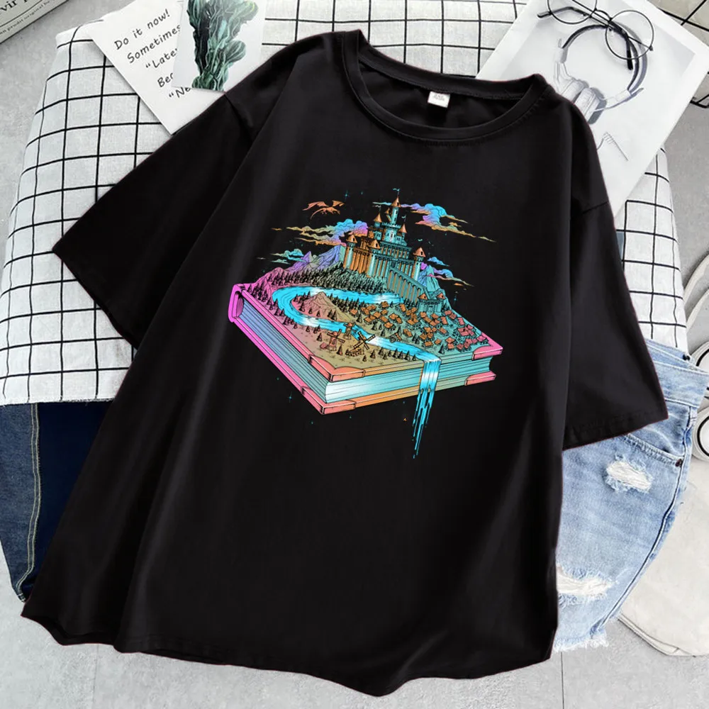 Oversized T-shirt The World in the book tshirt femme 90s women clothes summer basic female t-shirt lady girl tops tees