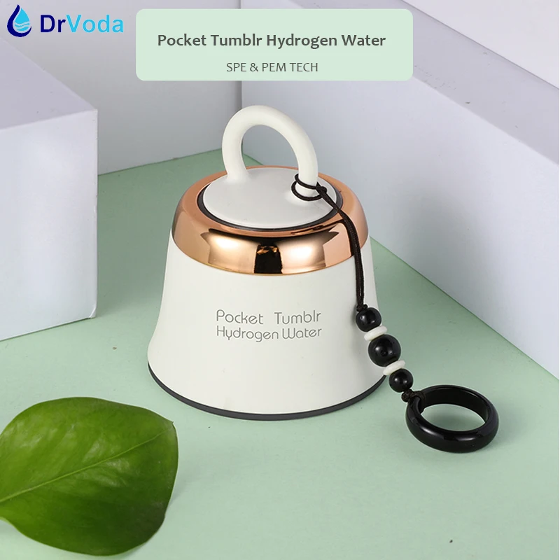 

DrVoda Pocket Tumblr Hydrogen Water Generator Bottle Base SPE PEM Dual Chamber Tech Portable Electrolysis Water Ionizer Travel