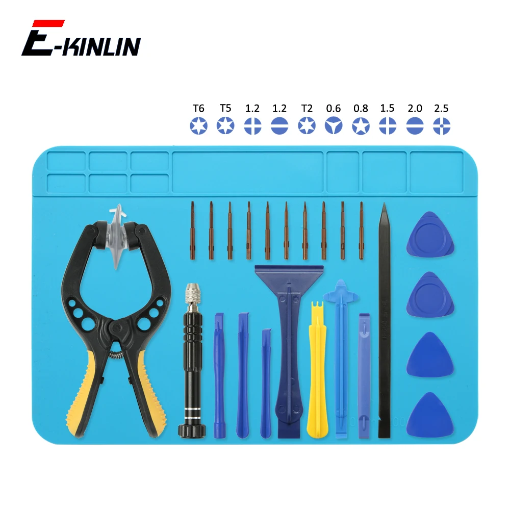 24 in 1 Screwdriver Bit Cross Torx Screw Bolt Pliers Spudger Pry Crowbar Shovel Blade Knife Suction Cup Sucker Soldering Pad Mat