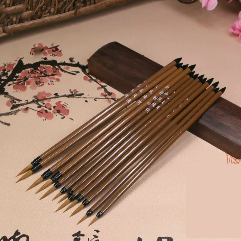 3pcs Chinese Meticulous Painting Brushes Calligraphy Brush Pen Weasel Hair Writing Brush Chinese Painting Brush Pen Tinta China