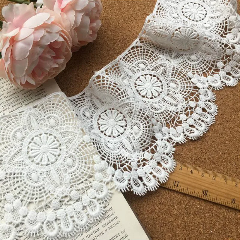 Soft Beige Water Soluble Embroidery Eyelash Lace Fabric Diy Handmade Dress Wedding Accessories Skirt Mosaic Material Dentelle