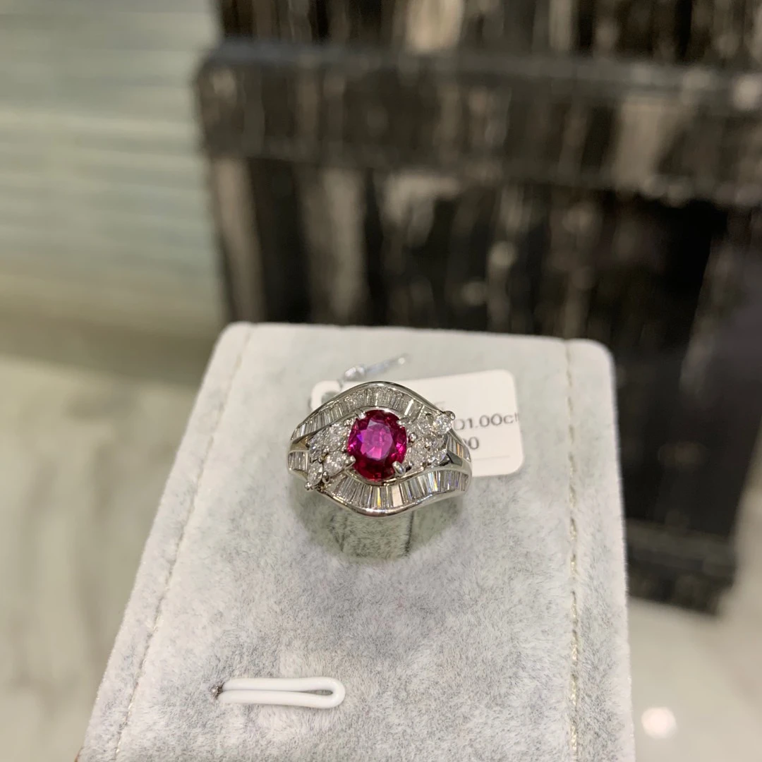 natural ruby ring pt900 platinum with diamond genuine luxury jewelry wedding anniversary fine women jewelry