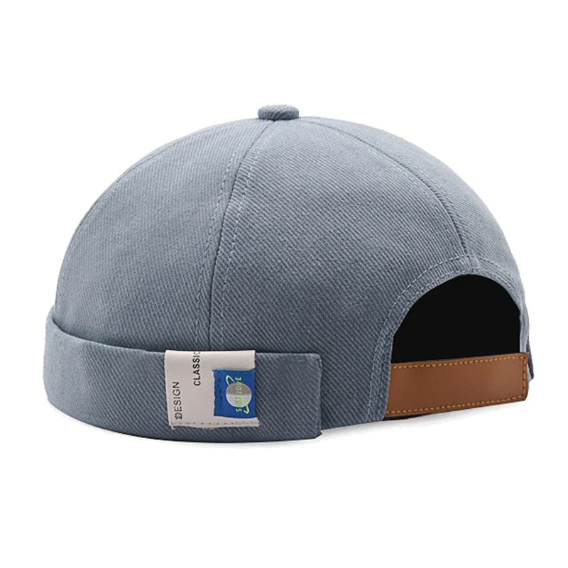 Solid Cotton Docker Skull Boy Beanies Hats For Women Sailor Brimless Caps Men Miki Rolled Cuff Street Retro Brimless Hip Hop Hat
