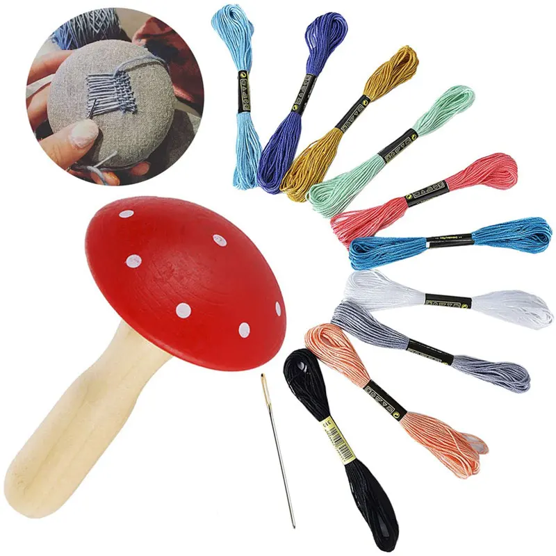 12Pcs Set Wooden Darning Supplies DIY Kit Darning Mushroom Patching Tool Pants Clothes Socks Bag Home Sewing Wood Mending Device