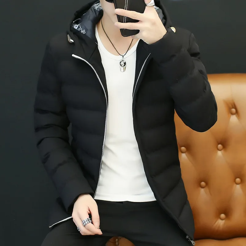 

Autumn And Winter Men's Cotton-padded Clothes New Style Warm Hooded Cotton-padded Clothes Men's Fashion Slim Fit