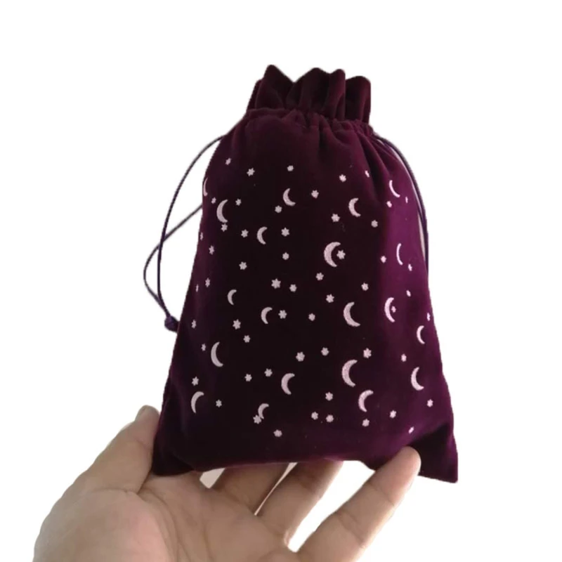 Star Moon Velvet Bag Board Game Tarot Oracle Cards Bag Witch Divination Crystal Storage Bag Jewelry Drawstring Package