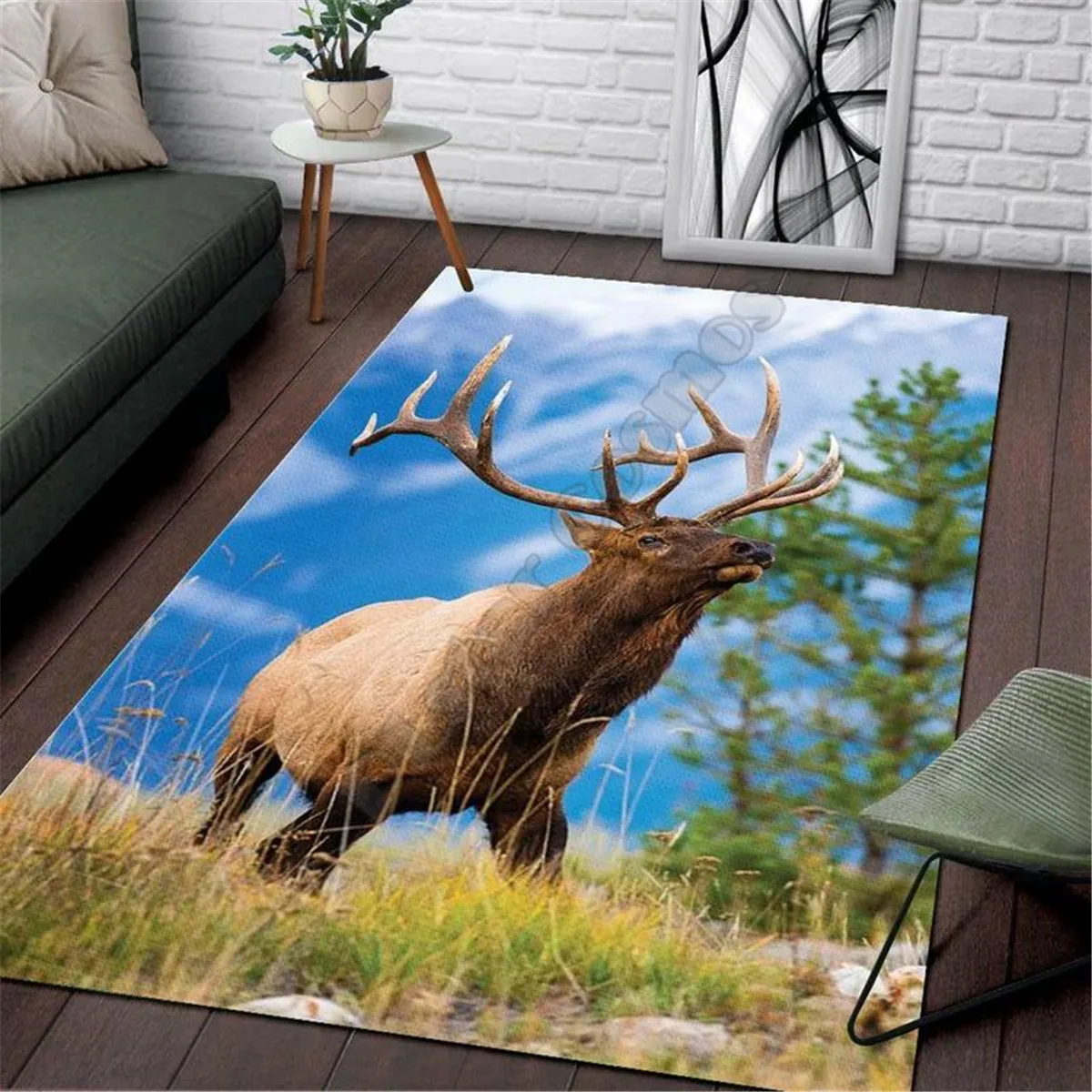 Deer Hunting Area Rug 3D All Over Printed Carpet Mat for Living Room Doormat Flannel Print Bedroom Non-slip Floor Rug 02