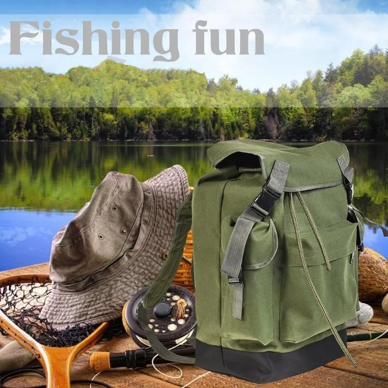 70L Canvas Bag Large capacity Item Storage Big Backpack Travel Fishing Camping Hunting Ammunition Sac Outdoor Tool Bag