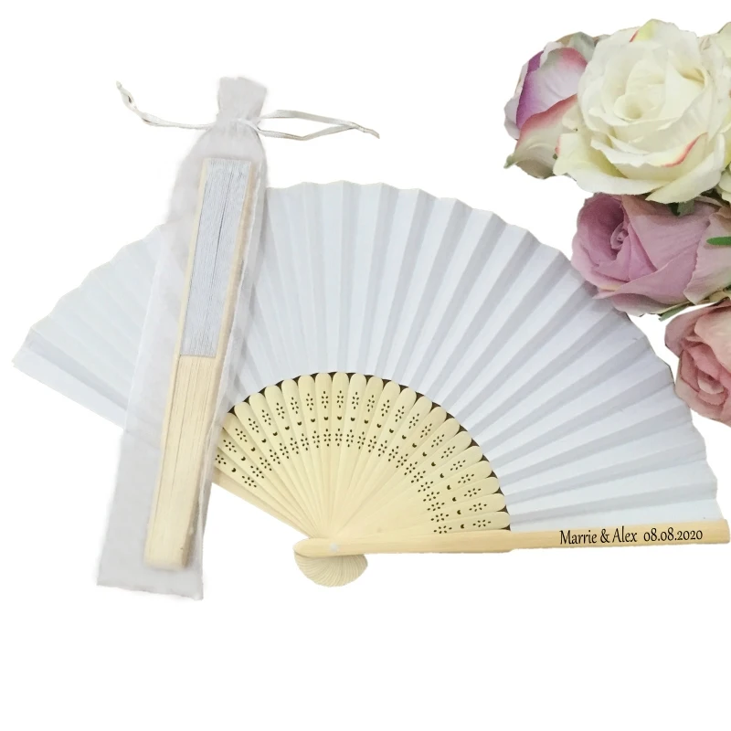 

50PCS Personalized Paper Folding Fan Wedding Gift & Home Decorative Hand Held Party Favors