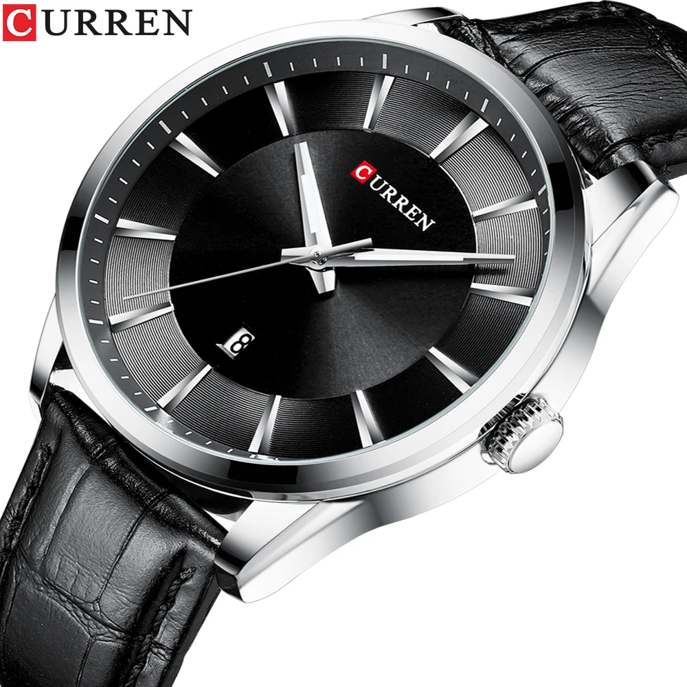 CURREN Quartz Watches for Men Leather Strap Male Wristwatches Top Luxury Brand Business Men\'s Clock  45 mm Reloj Hombres