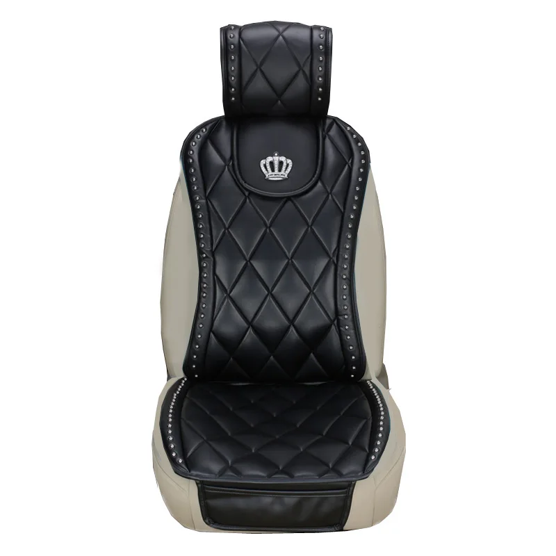 Universal Car Seat Cover Crown Willow Nails Leather Auto Seat Cushions Mats Interior Accessories Front Seats Covers Styling Rose