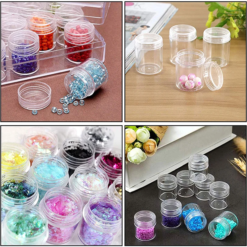 Clear Plastic Bead Storage Containers Set with 30 Pieces Transparent Bottles Storage Jars Diamond Painting Accessory Box