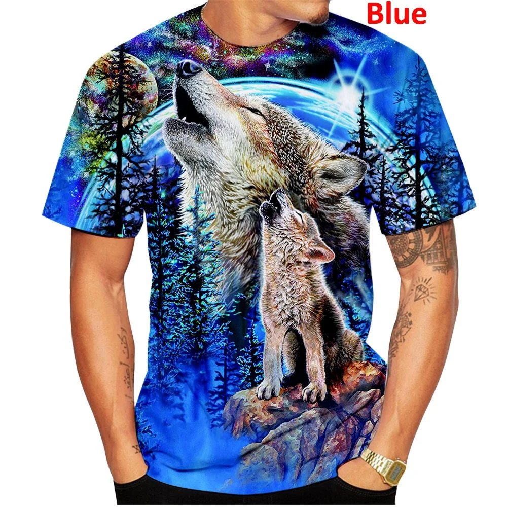 Newest Cool Fashion 3d Wolf T Shirt Personality Animal Short Sleeve T-Shirts