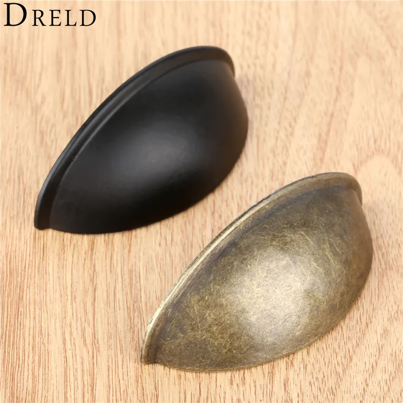 DRELD 80*30Mm Retro โลหะห้องครัวตู้ลิ้นชักประตูจับเฟอร์นิเจอร์ Knobs ฮาร์ดแวร์เหล็กโบราณตู้เชลล์จับ