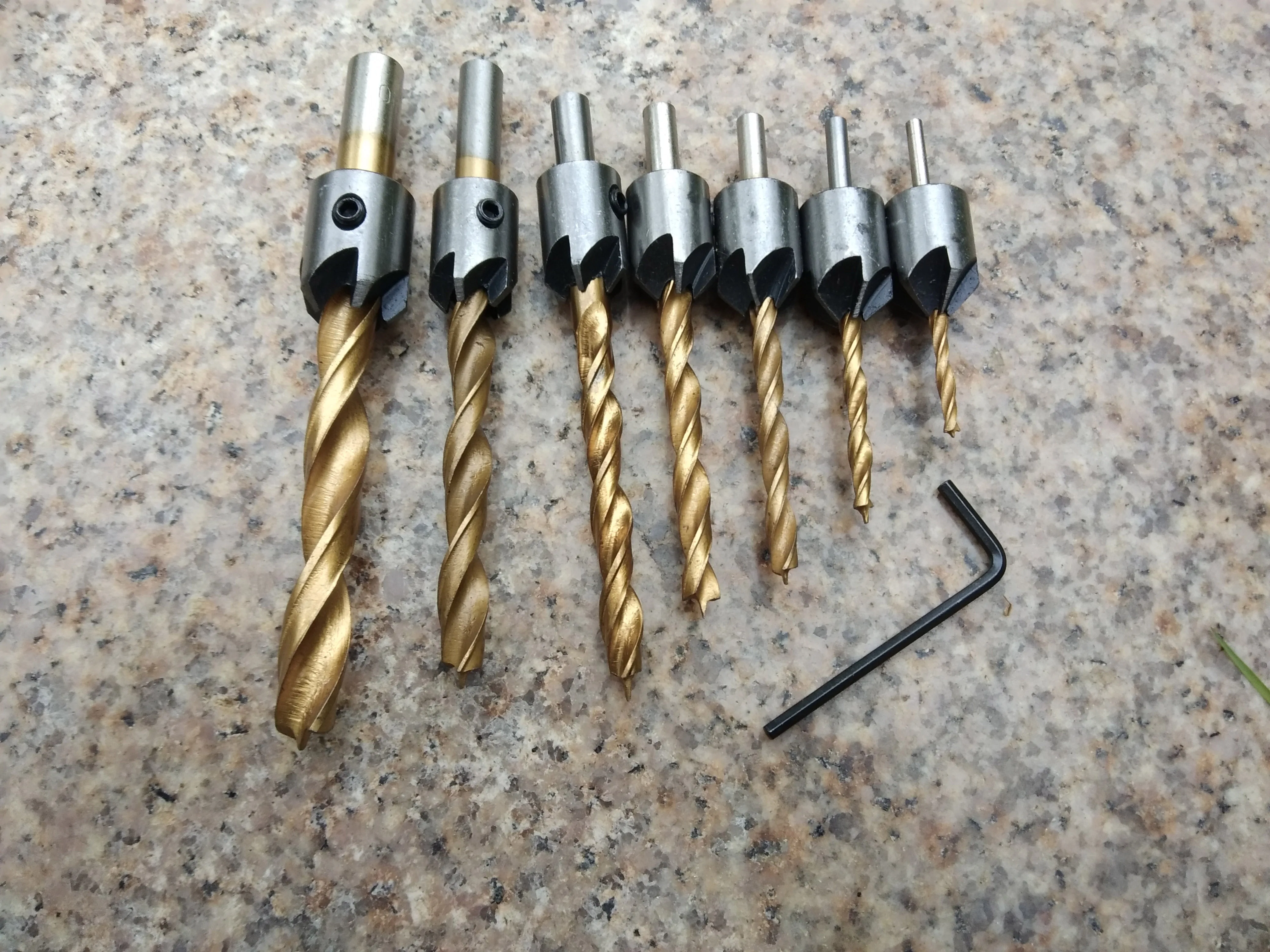 Titanium plated 4pcs/7pcs Useful HSS Woodworking Countersink Drill Bit Set Drill Press Set Chamfer Reamer Woodworking Tools