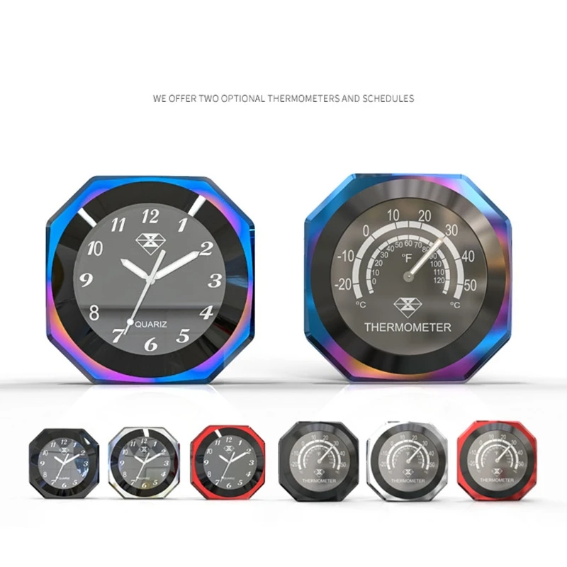 Aluminum Alloy Motorcycle Luminous Handlebar Mount Clock Watch Thermometer R9CC