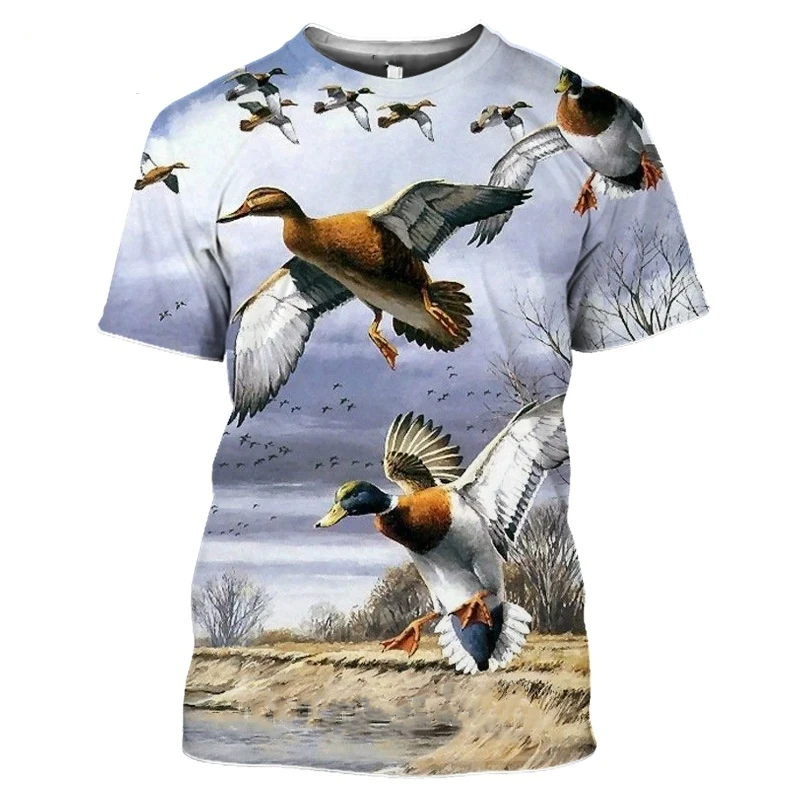 Top Men Tshirt Holiday 3D Print Wild Animals Mallard T Shirt Women O Neck Hound Reed Hide Field Hunt Game Cosplay Clothing