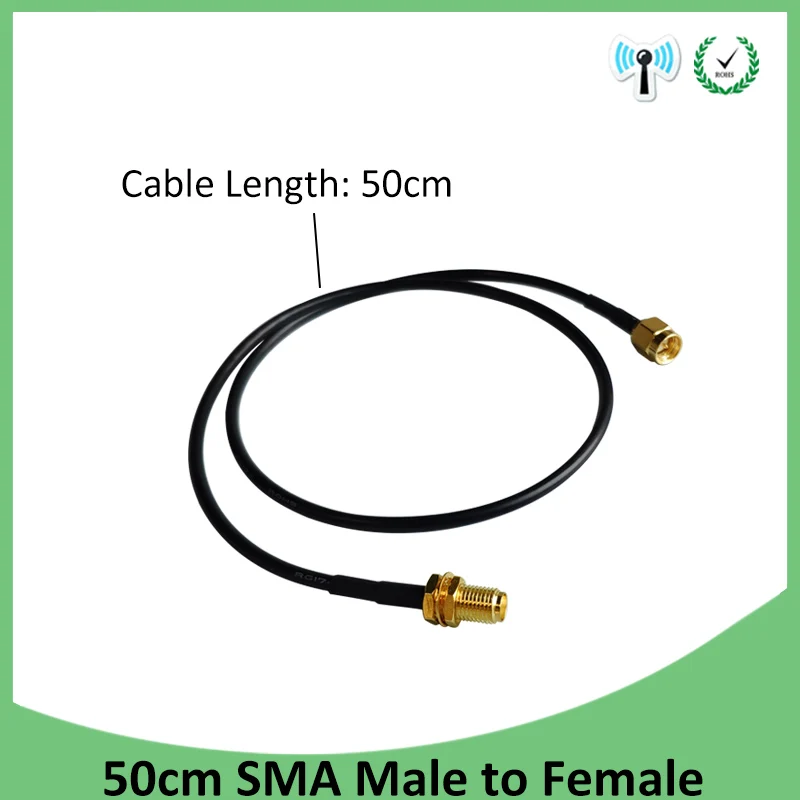 50cm SMA Male to Female Plug Connector Pigtail Coaxial Jumper Extension Cable IOT RG174 customizable connector and length