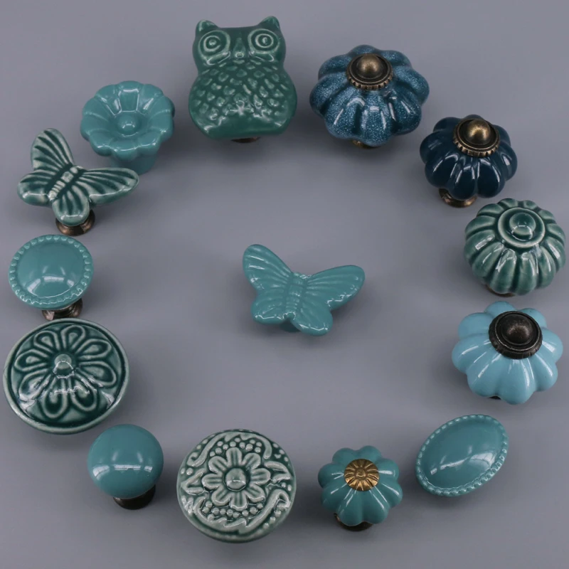 1PCS Ceramic Cabinet Handles and Knobs Art Style Drawer Dresser handle Door Pulls Furniture Hardware Accessories