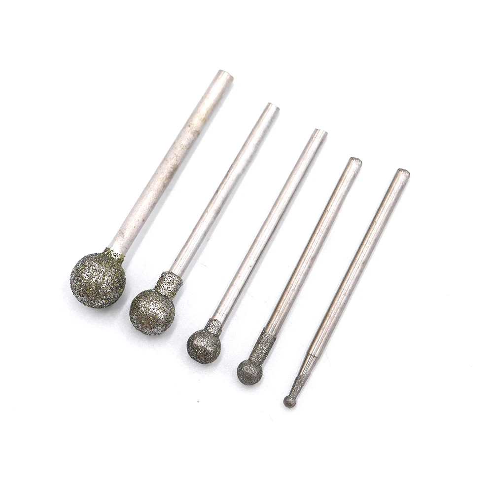 Reilyn 20 Stück kugelförmige Diamantschleifköpfe 2,35 mm 120 # Grobes Grit für Jade-Polier-, Form- und Schleifwerkzeuge – Detail 1