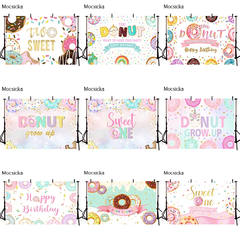 Mocsicka Sweet Donuts Photography Background Newborn Child Portrait Photo One Birthday Party Backdrop Decoration Props Studio