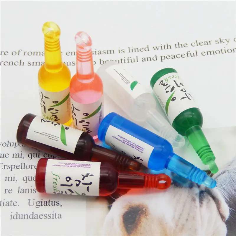 Julie Wang 10PCS Resin Korean Soju Bottle Charms Random Color Artificial Wine Drink Bracelet Pendants Jewelry Making Accessory