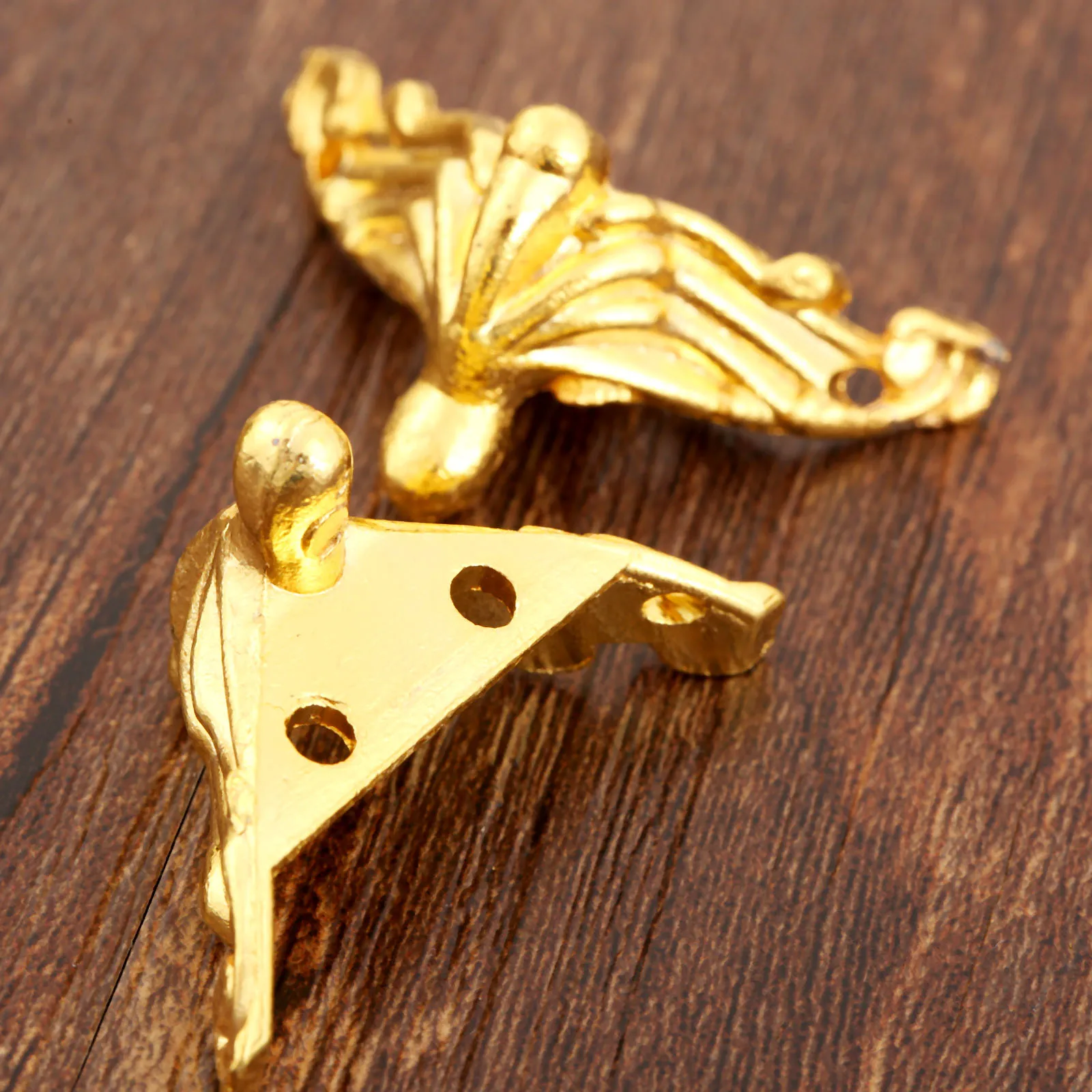 4pcs/lot Golden Iron Corners Decorative Protectors Antique Bronze Brackets Red Copper Brass Feet Desk Jewelry Box Foot 26mm*19mm - view 4