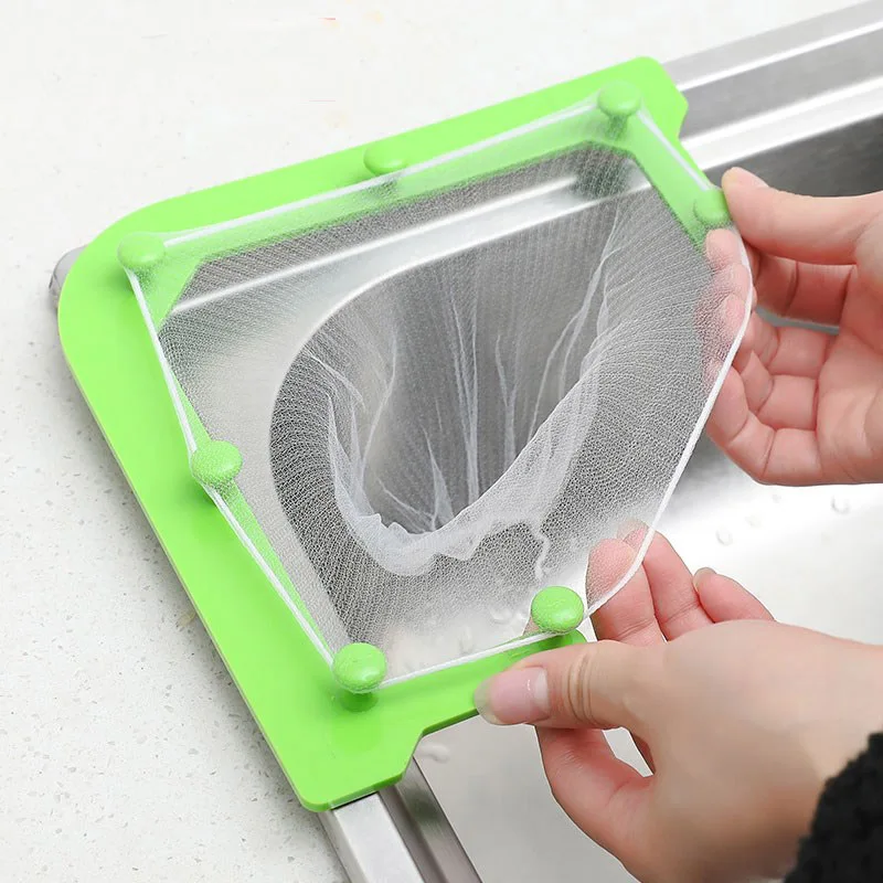 Kitchen Sink Leftovers Filter, Triangular Drainage Rack, Hanging Drain Basket,Anti-blocking Funnel, Portable Disposable Strainer