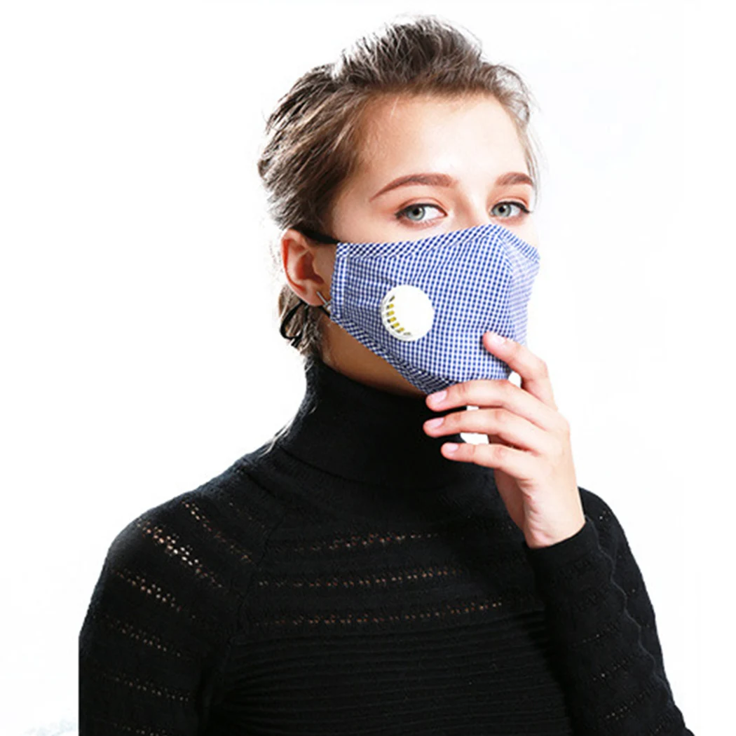 Cotton PM2.5 Anti Haze Mask Breath Valve Anti-Dust Mouth Mask Activated Carbon Filter Respirator Mouth-Muffle with 2 Filter Pad