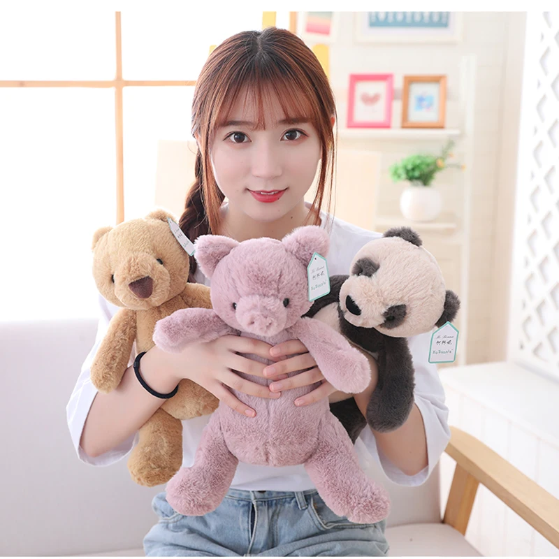 Nordic Style Cute Rabbit Fur Animal Plush Toy Cartoon Dinosaur Elephant Pig Bear Panda Doll Appease Baby Toys Children's Gifts