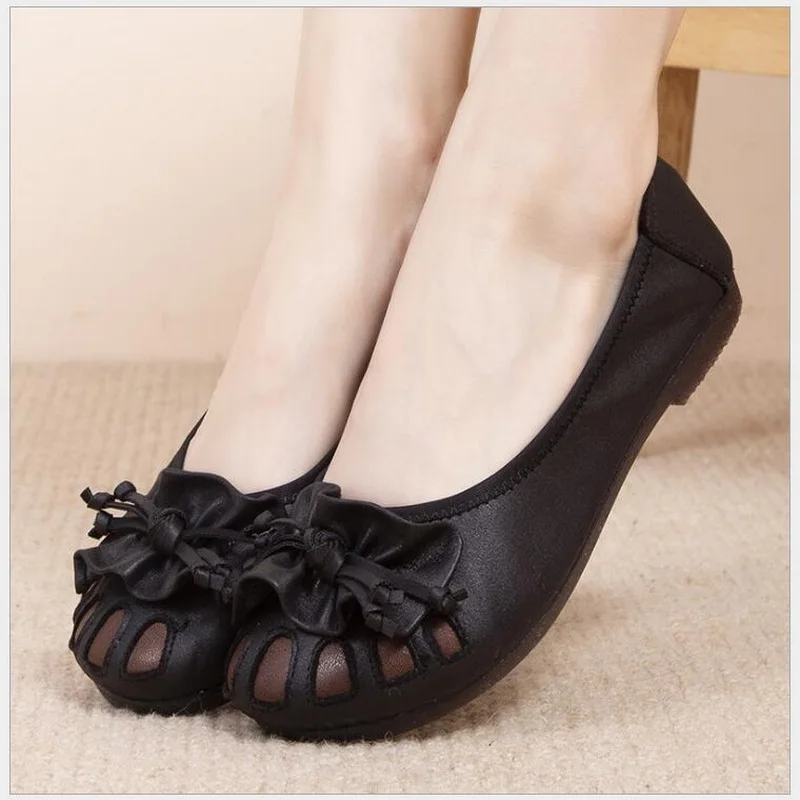 Free shipping Women Genuine Leather Mother Shoes Moccasins Women's Soft Leisure Flats Female Driving Shoes Flat Loafers 4 colors