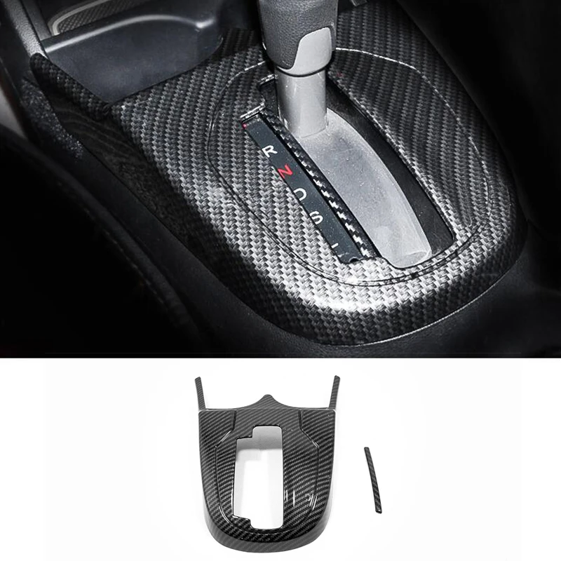 ABS Matte/Carbon fibre Car gear shift knob frame panel Decoration cover trim car styling For Honda FIT JAZZ 2014-2018 accessorie