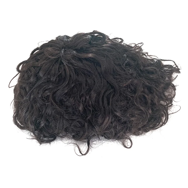 Thin Skin Base Men Toupee Always Wave Hair Human Remy Hair Curly Texture