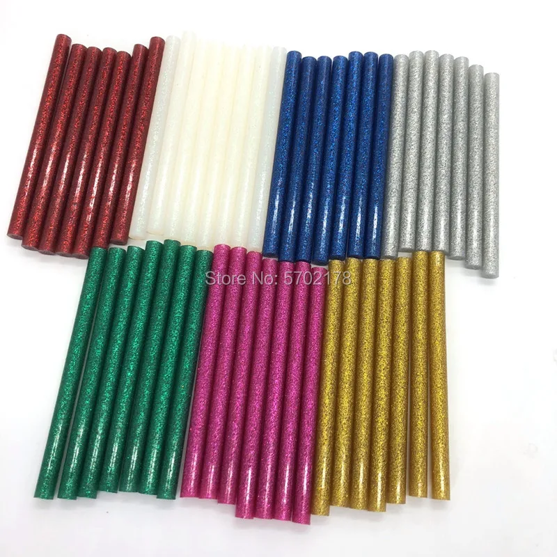 10 sztuk/zestaw kolorowy klej termotopliwy w sztyftach 7mm klej Assorted klej z brokatem kije profesjonalne dla Craft