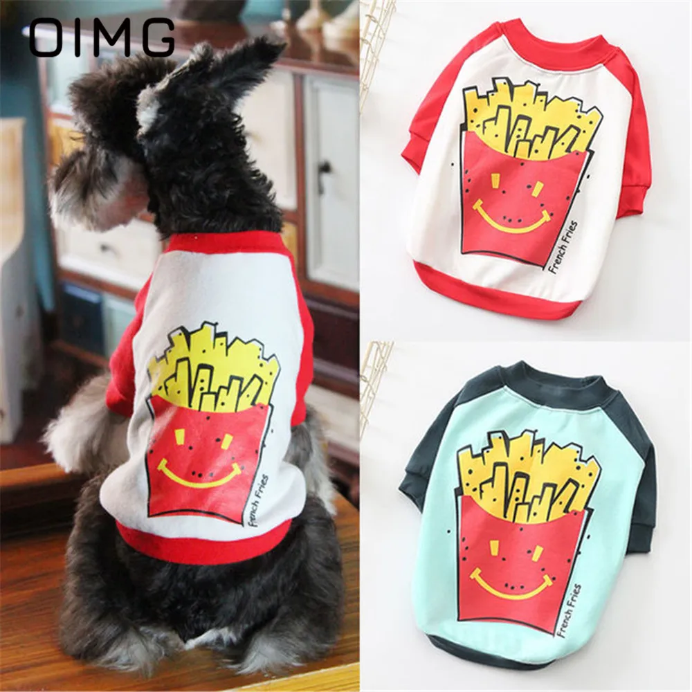 

OIMG Small Dogs Clothes Fries Printing Puppy Outfits Autumn Winter Pets Cats Clothing Schnauzer Yorkies Funny Dogs Sweatshirts