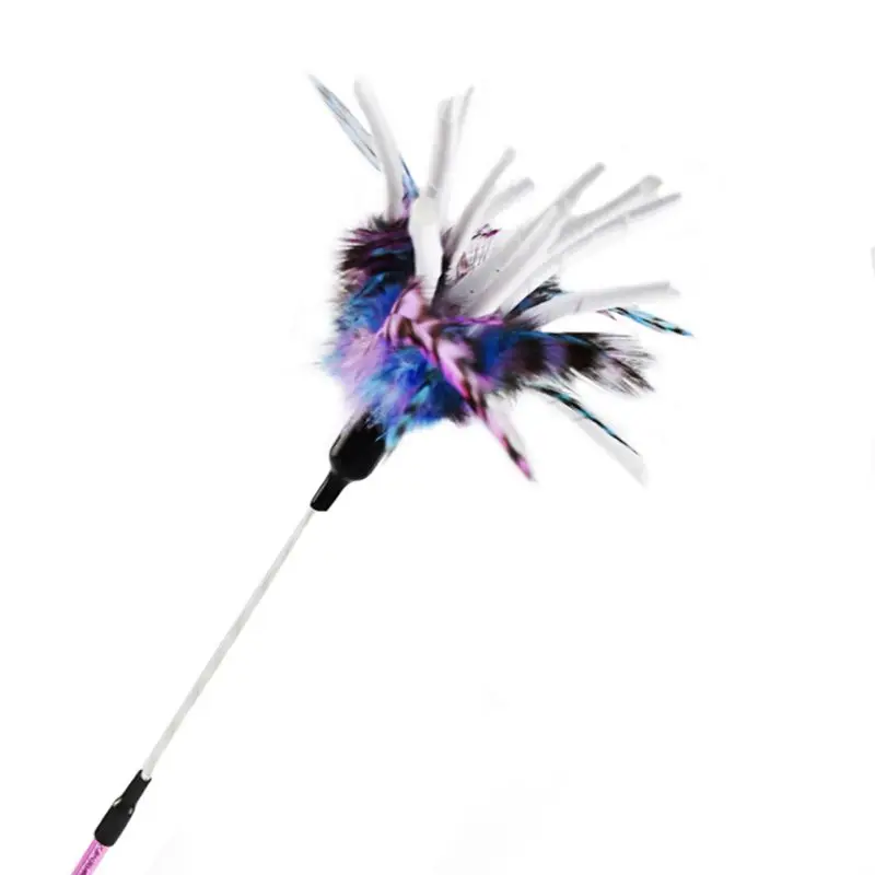 Cat Feather Toys Plastic Fishing Rod Pet Colorful Teaser Wand Kitten Interactive Fun Toy Play Game Cat Accessory Pet Supplies