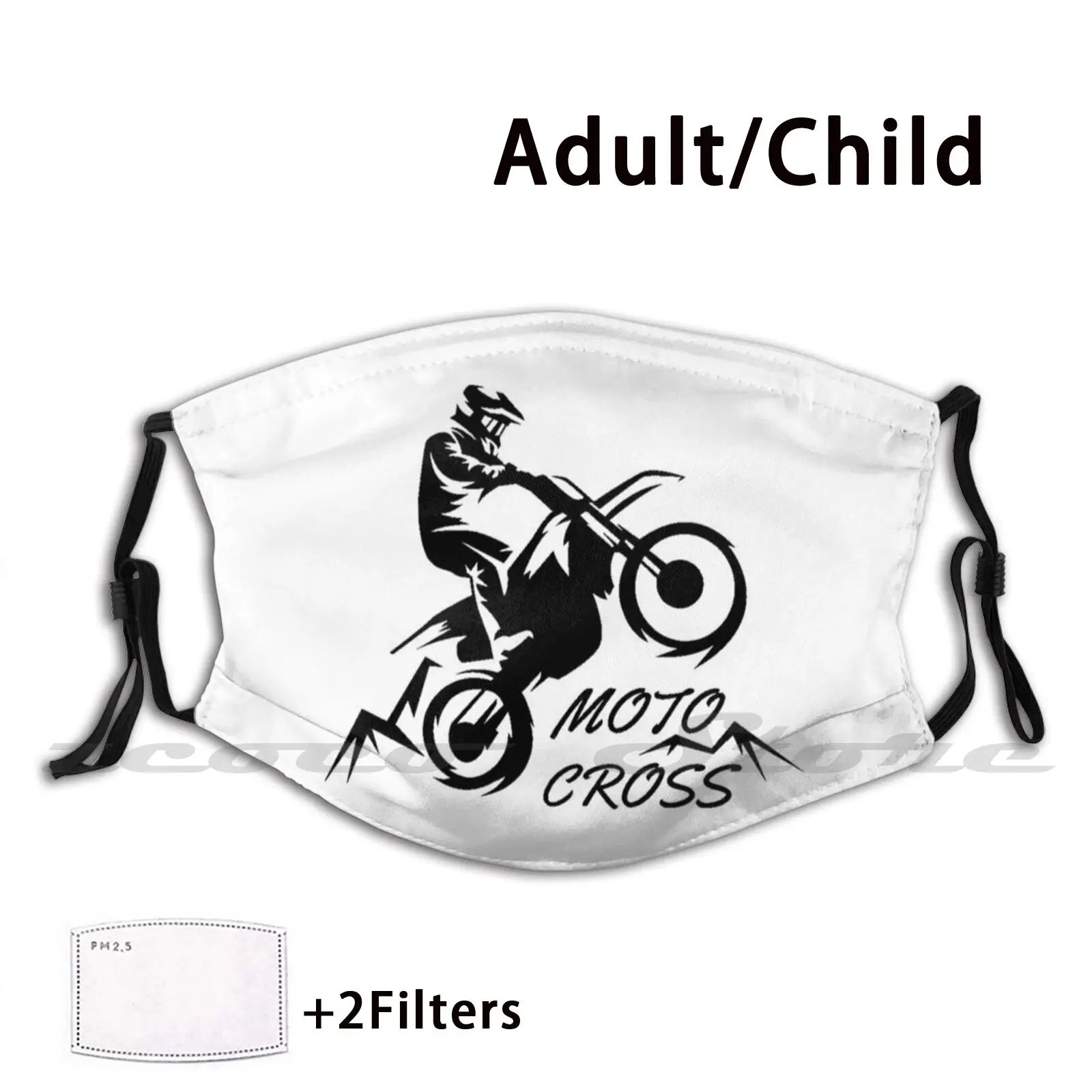 Moto Cross Wheels Racing Club. Casco para motocicleta, Motocross, motodeporte, 2 mascarillas Pm2.5 lavables para adultos y niños con logotipo de filtro