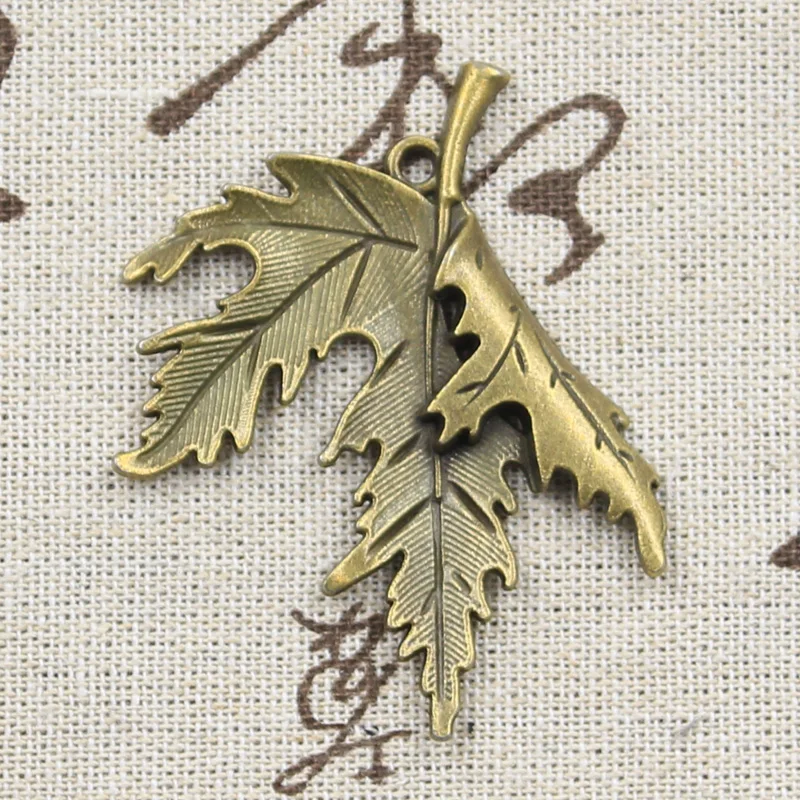 3pcs Charms Folding Maple Leaves 55x44mm Antique Bronze Silver Color Pendants Making DIY Handmade Tibetan Finding Jewelry