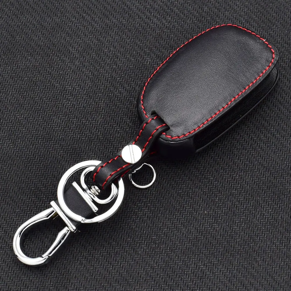 Real Leather Car Key Case For Hyundai Sonata / Santa Fe / Tuscon / Creta / ix35 Remote Fobs Cover Keychain Holder Protector Bag