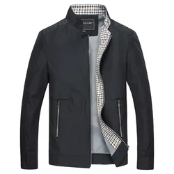 New Spring Autumn Men's Jackets Casual Coats Solid Color Mens Brand Clothing Stand Collar Male Bomber Jackets