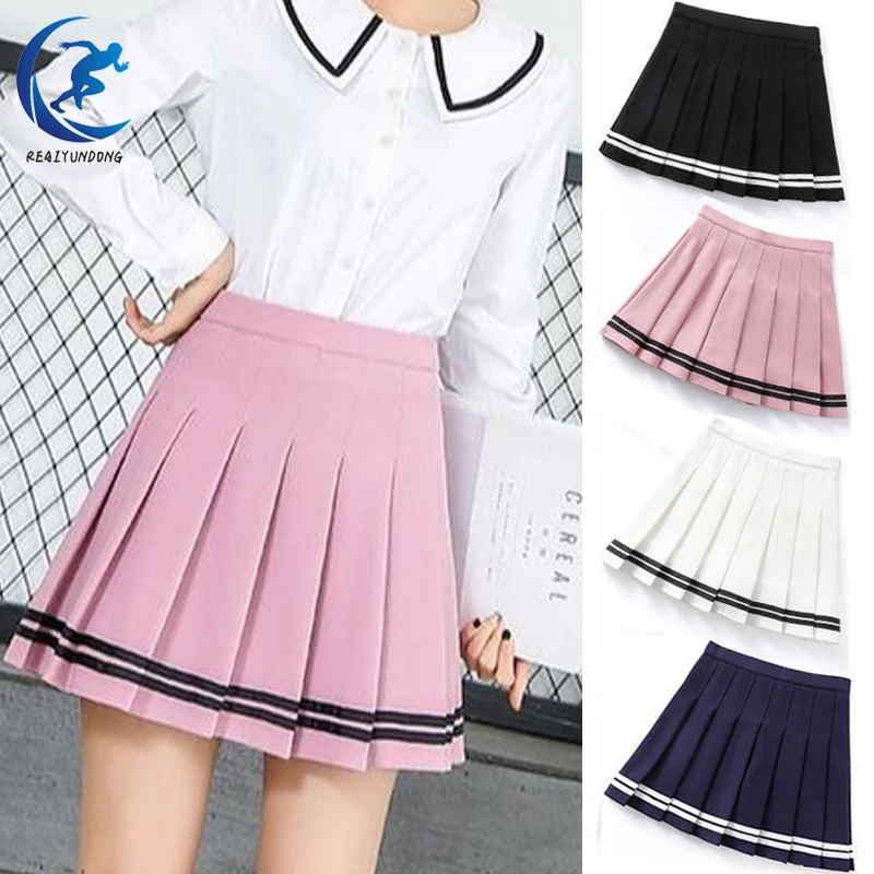 

Sports Tennis Skirts Women Skorts Dance Skirt Student Baseball Skirt Uniform Striped PleatedTennis Skirt High Waist Sport