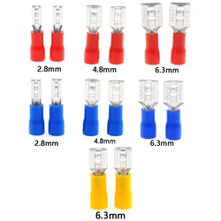 Conector de cable de pala de sello aislado, terminales de prensado hembra, juego de terminales de crimpado eléctrico, 2,8mm, 4,8mm, 6,3mm, 50 Uds.